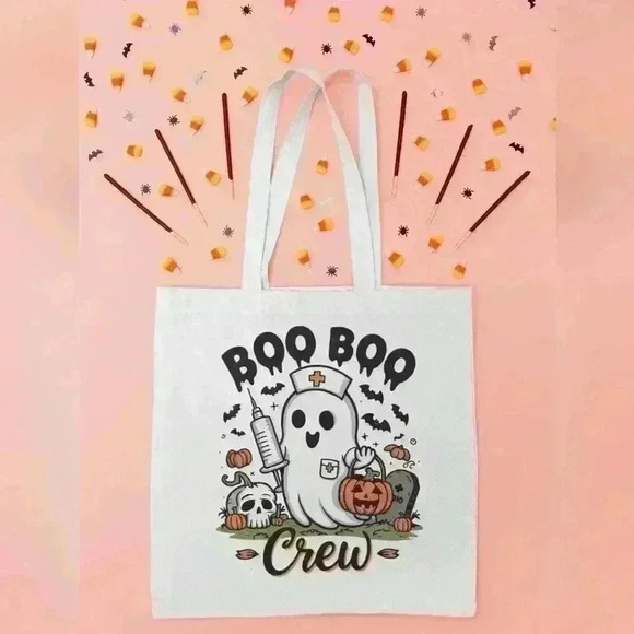 Boo Boo Crew Halloween Canvas Tote Bag - Spooky Nurse and Doctor Theme - Picture 1 of 3